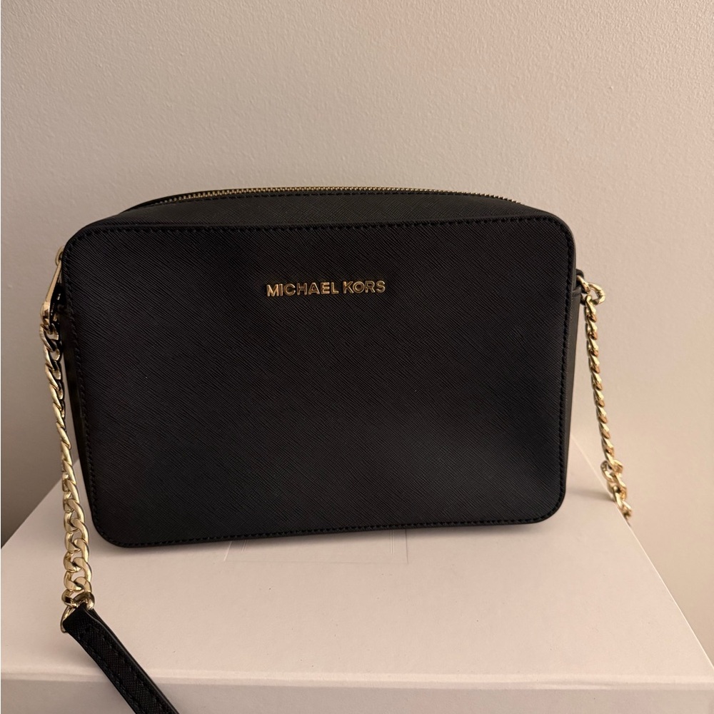 Michael Kors Black Crossbody with Gold Chain